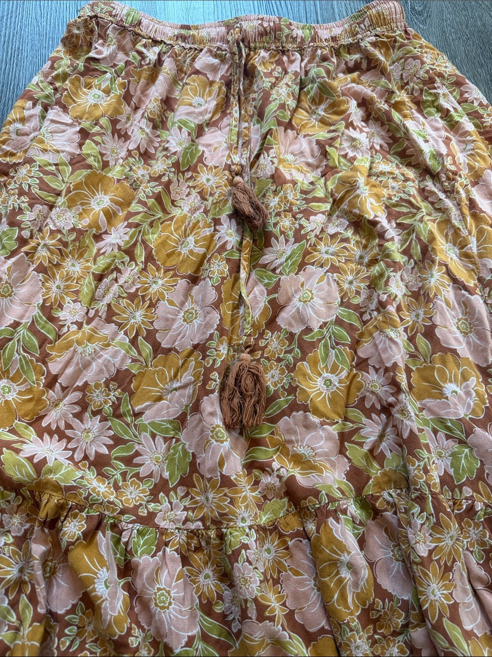 Petal & Pup Pink and Mustard Floral Maxi Skirt - Picture 2 of 2